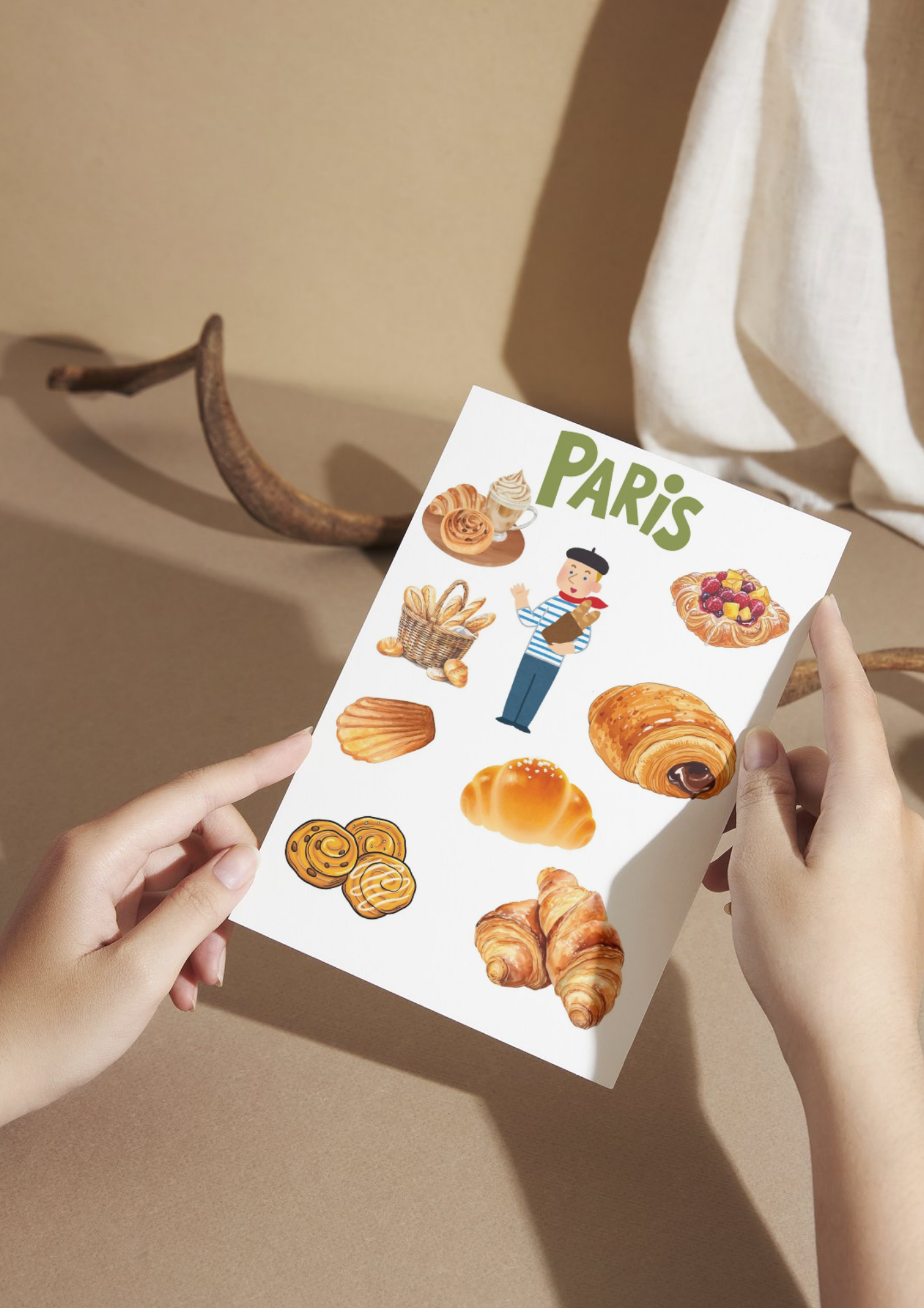 Affiche Design Viennoiserie Paris – Poster Paris Souvenir, Décoration Murale