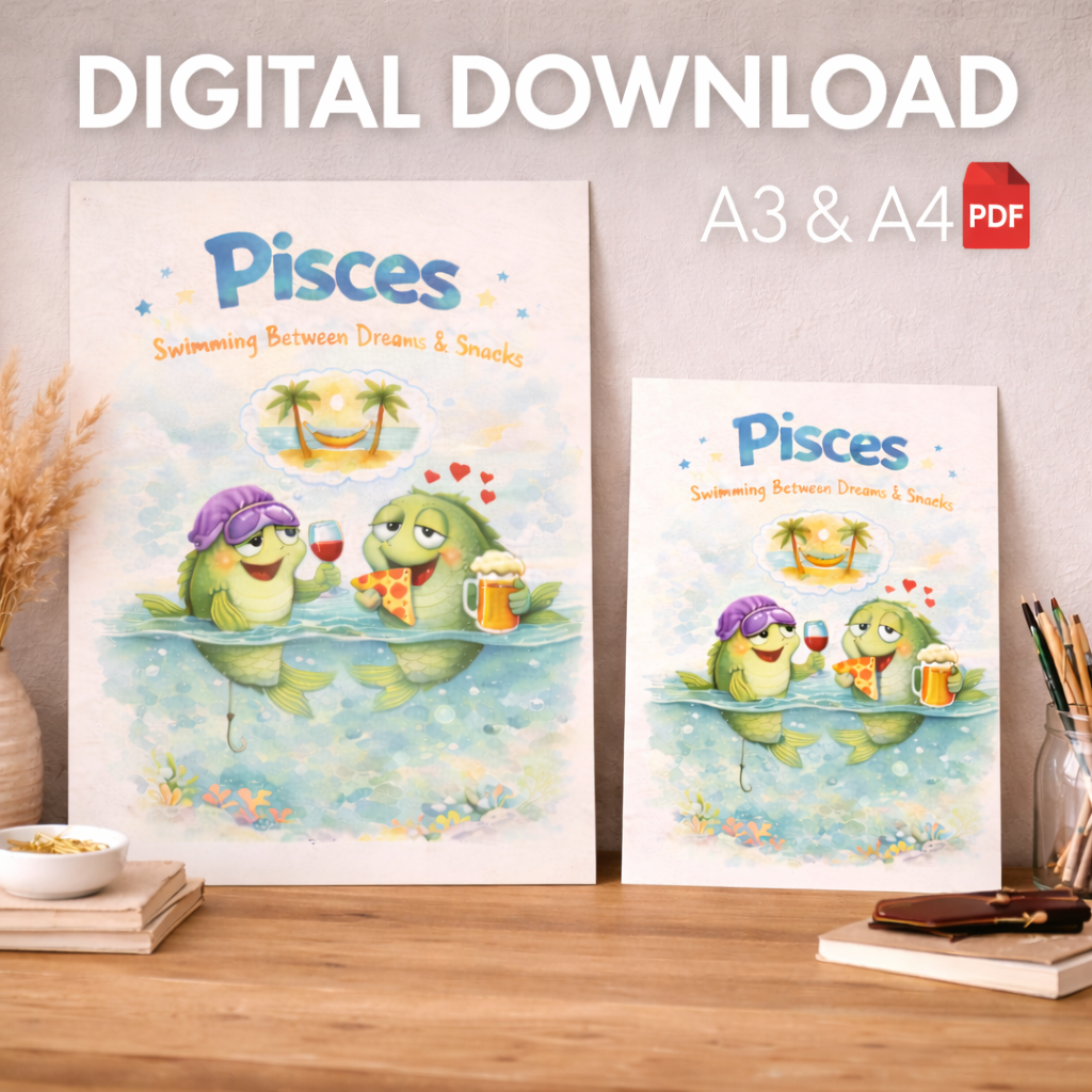 Affiche Zodiaque Poissons – Le Cadeau Anniversaire Original à Télécharger Instantanément