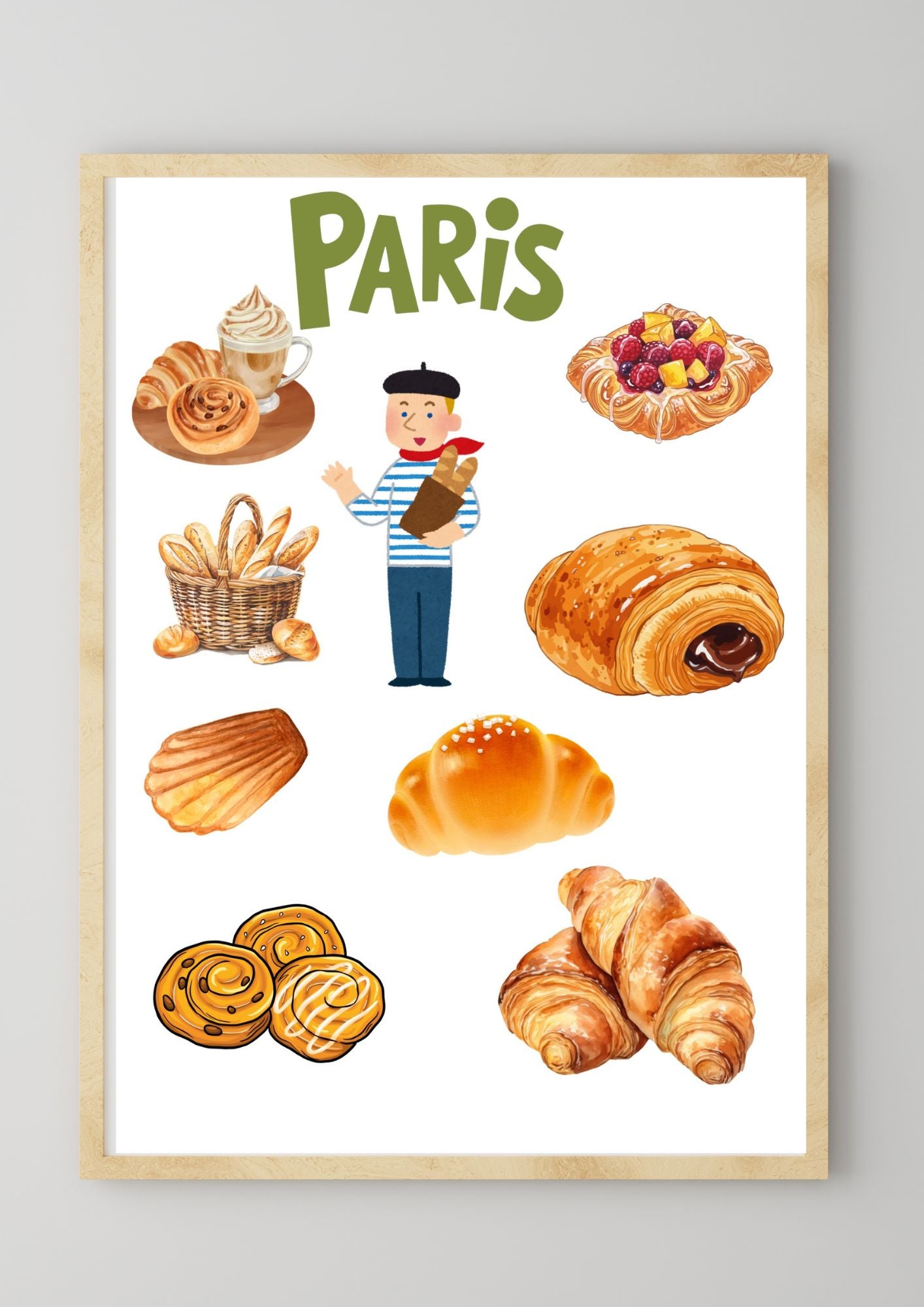 Paris Pastry Design Poster – Paris Souvenir Poster, Wall Decoration