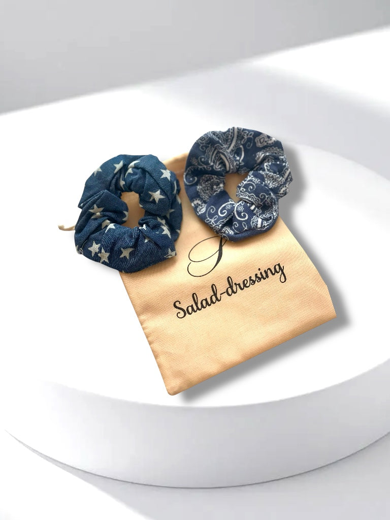 Chouchou Cheveux en Denim – Duo d'Élégance Casual