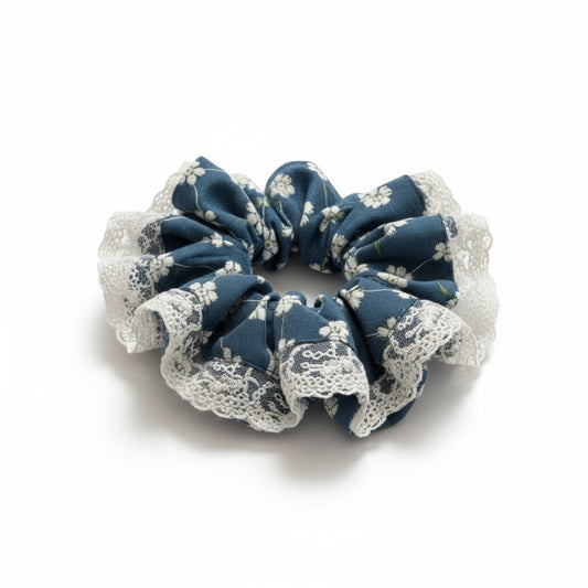 Embroidered Denim Hair Scrunchie – Denim Hair Elastic
