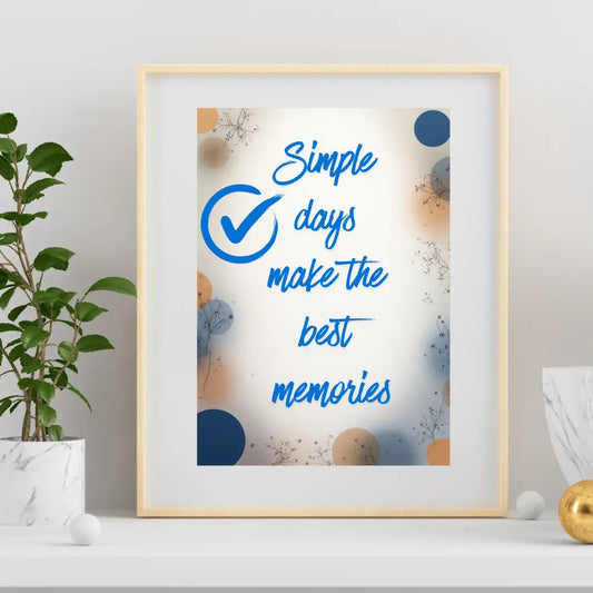 Affiche minimaliste encadrée dans un salon moderne