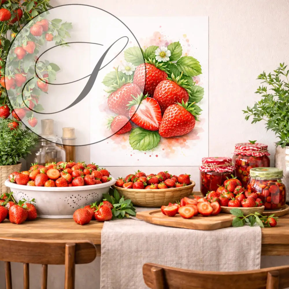 affiche fruits cuisine aquarelle décoration murale cuisine