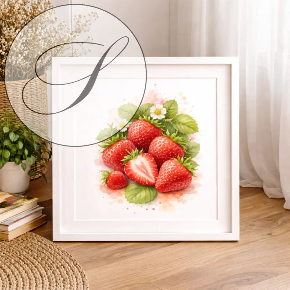 affiche cuisine fraises aquarelle décoration murale cuisine