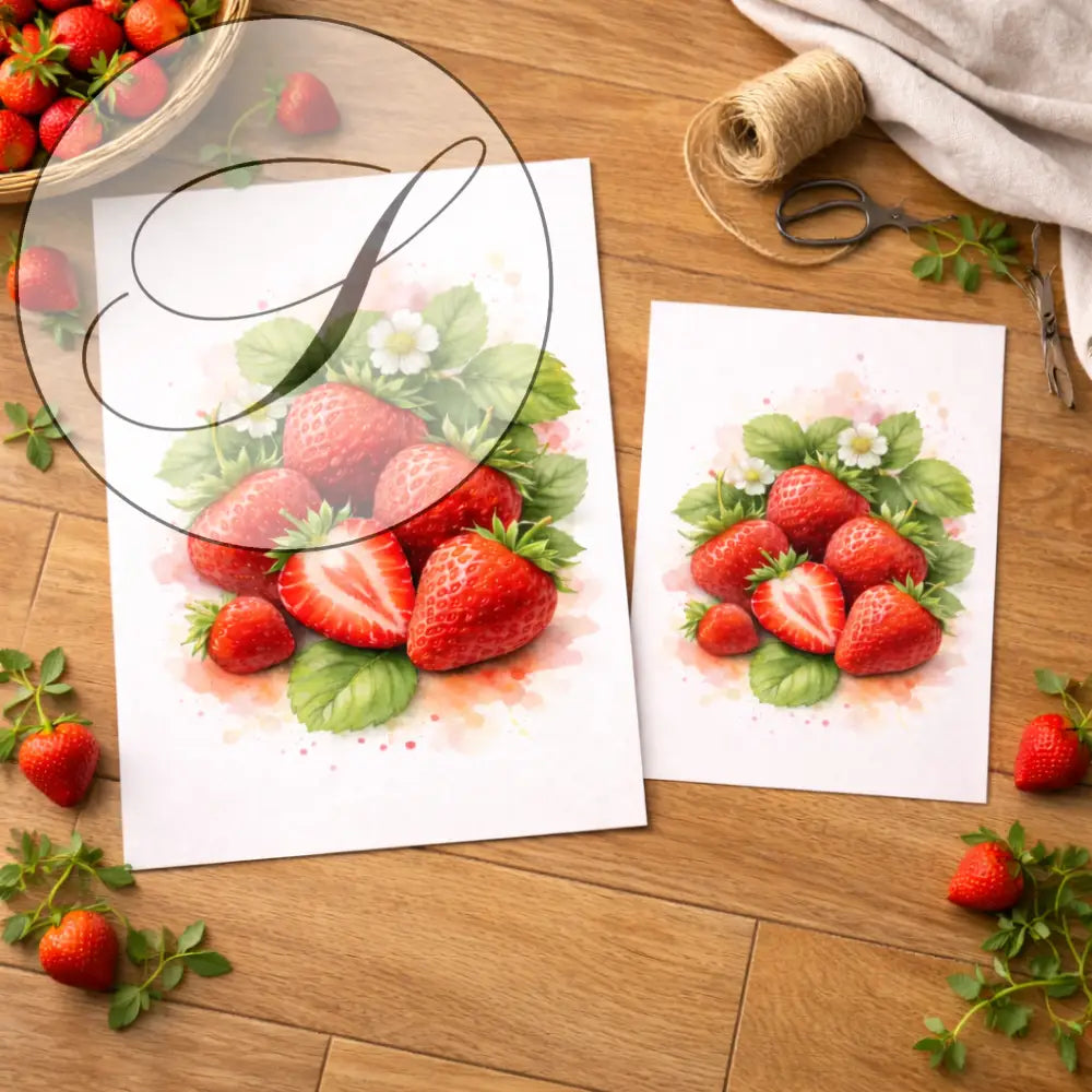 illustration fraises affiche cuisine décoration murale