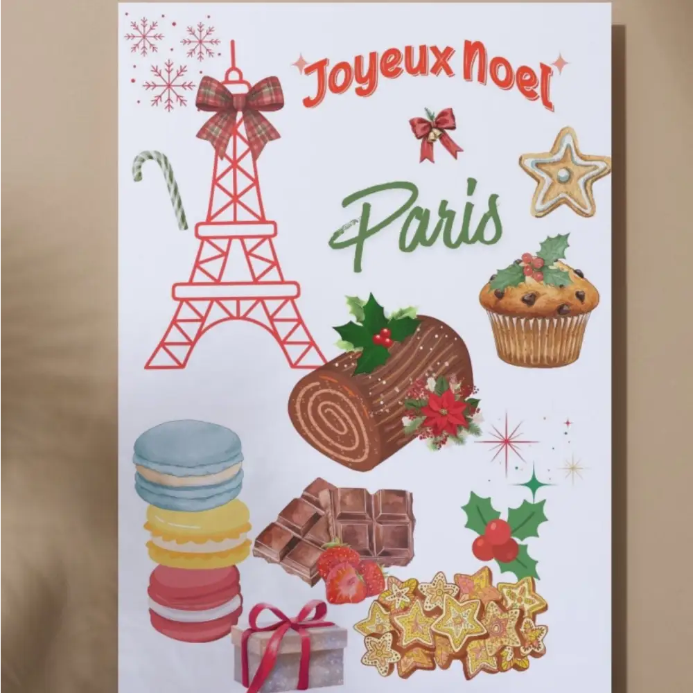 Affiche Noël Paris à télécharger, format Art Print A4 A3