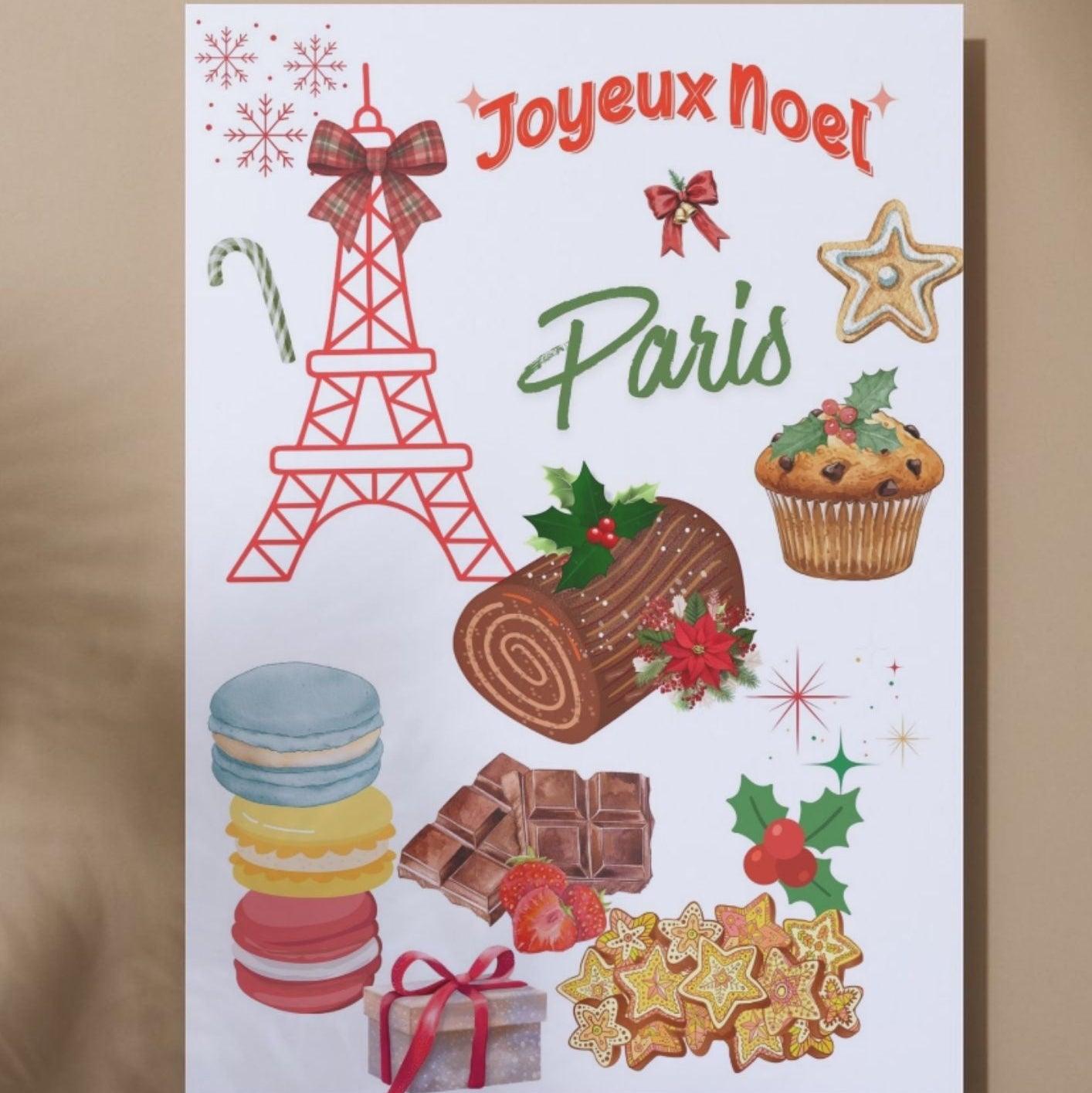 Affiche Noël Paris à télécharger, format Art Print A4 A3