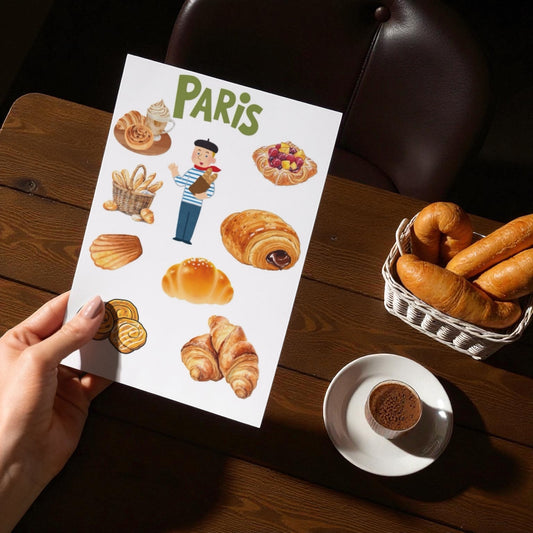 Affiche Paris élégante illustrant des croissants dorés