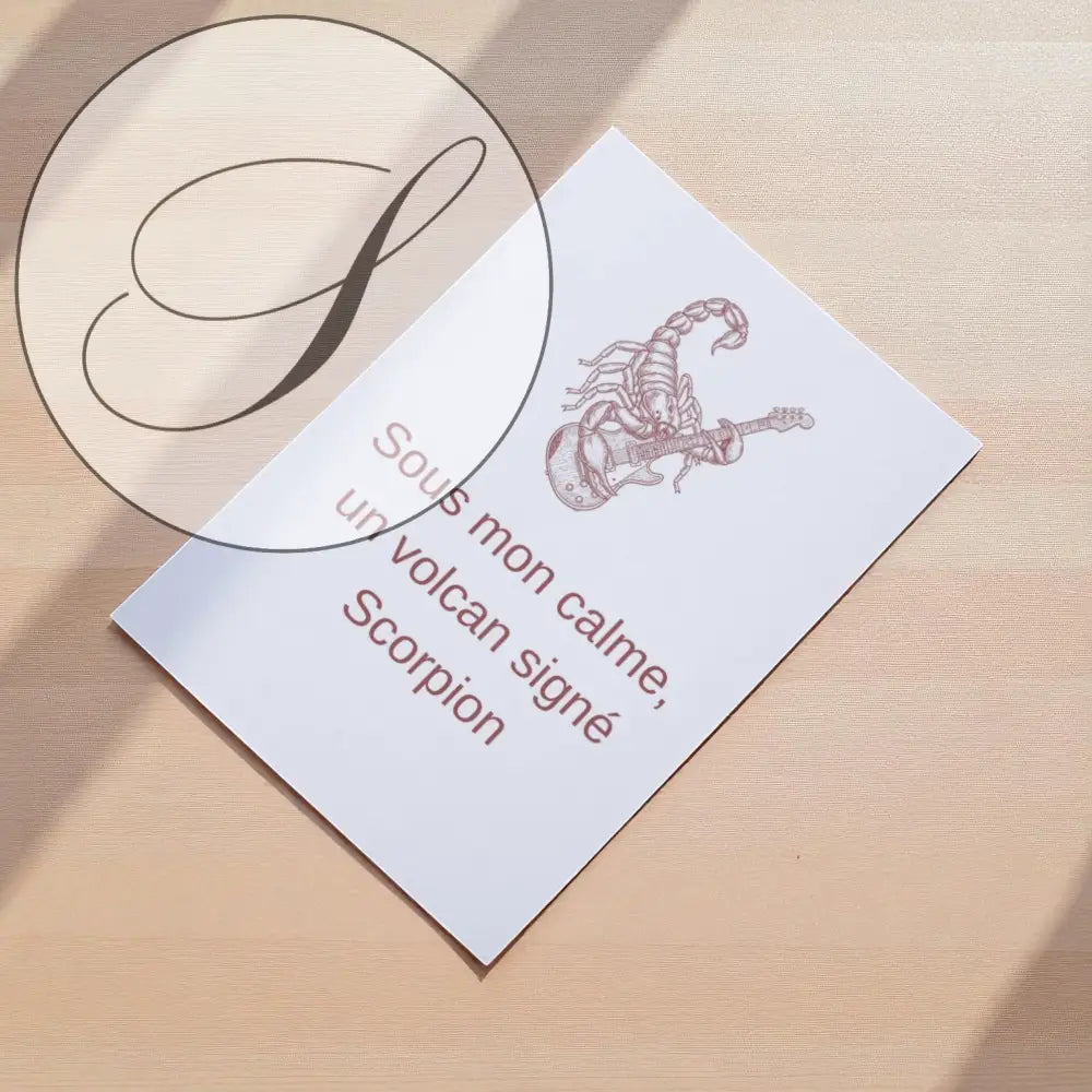 Affiche signe astrologique scorpion avec illustration marron jouant guitare pour décoration murale idée cadeau anniversaire
