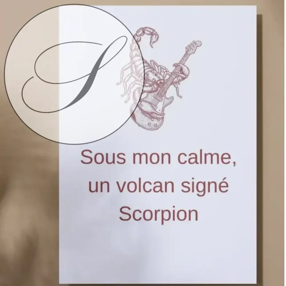 Affiche signe astrologique scorpion décoration murale avec illustration rouge d un scorpion tenant une guitare idée cadeau anniversaire