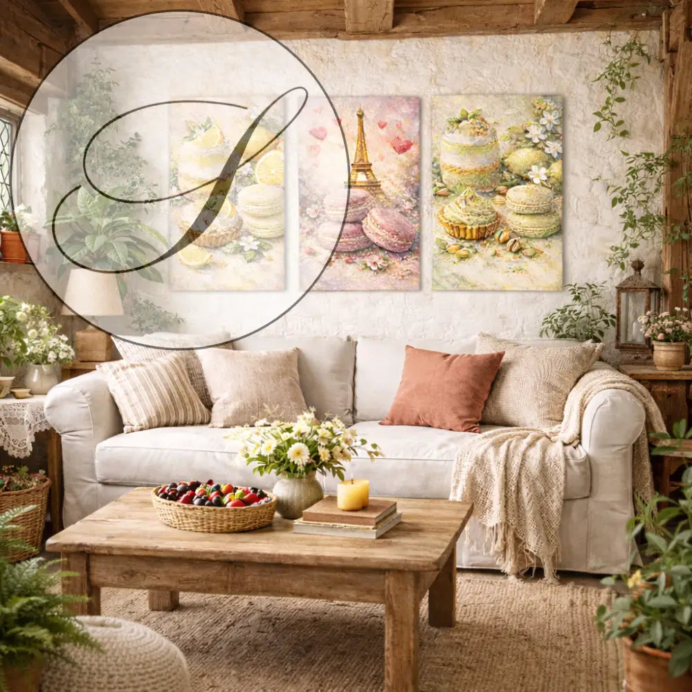 Affiche cuisine macarons poster mural deco salon