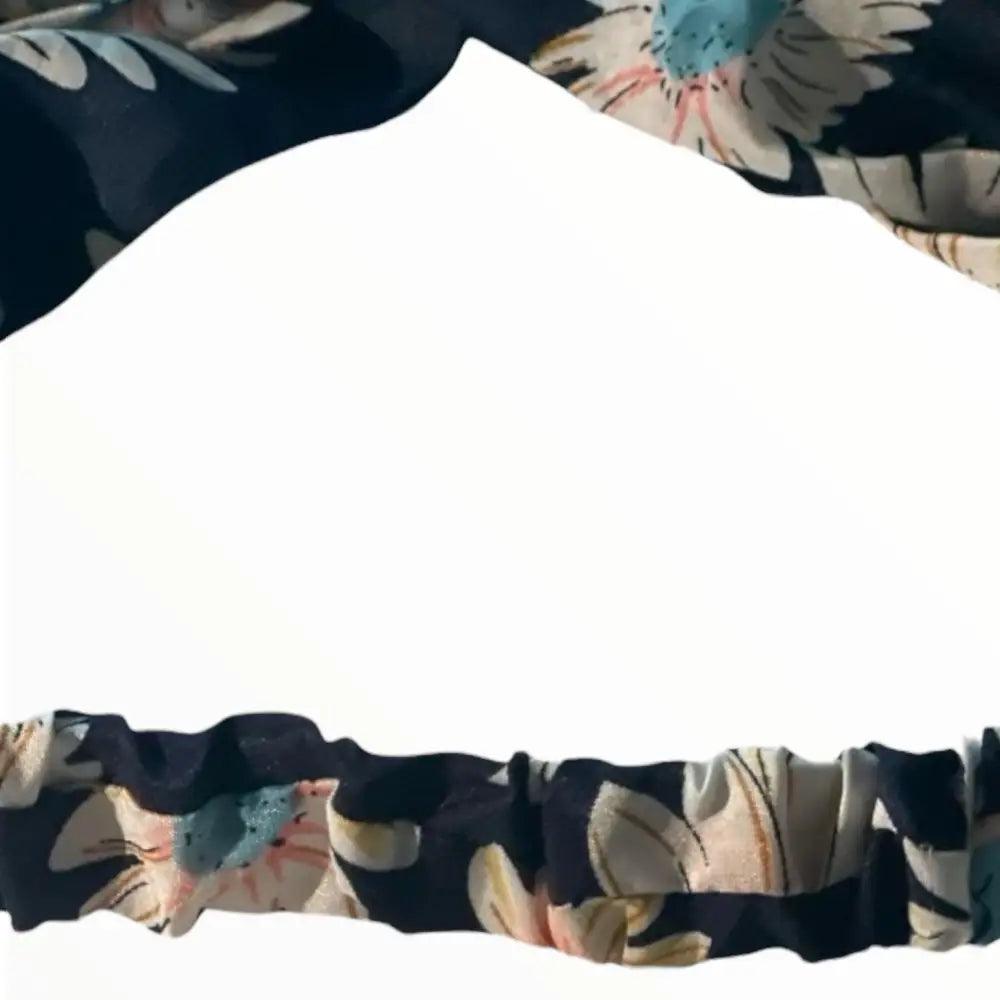 Bandeau pour cheveux avec élastique – Confortable bandeau satin bleu floral pour un usage quotidien ou occasions spéciales.