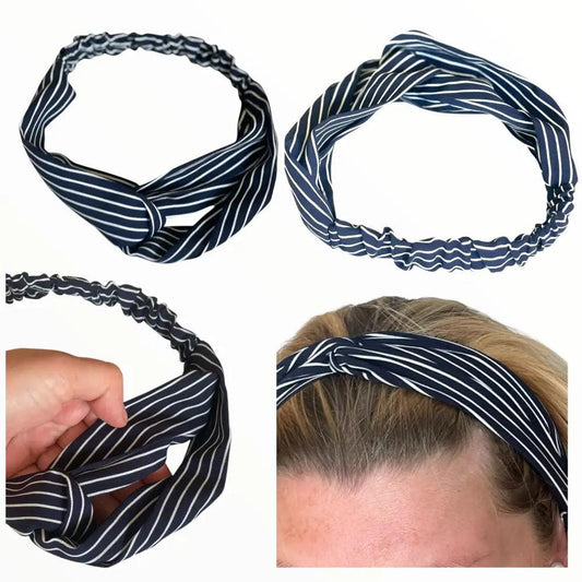 Bandeau pour cheveux en satin bleu marine, design moderne et raffiné
