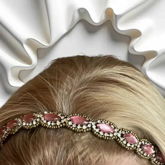 Bandeau Cheveux en Pierres Roses – Headband Élégant pour un Look Tendance - Bandeaux à cheveux