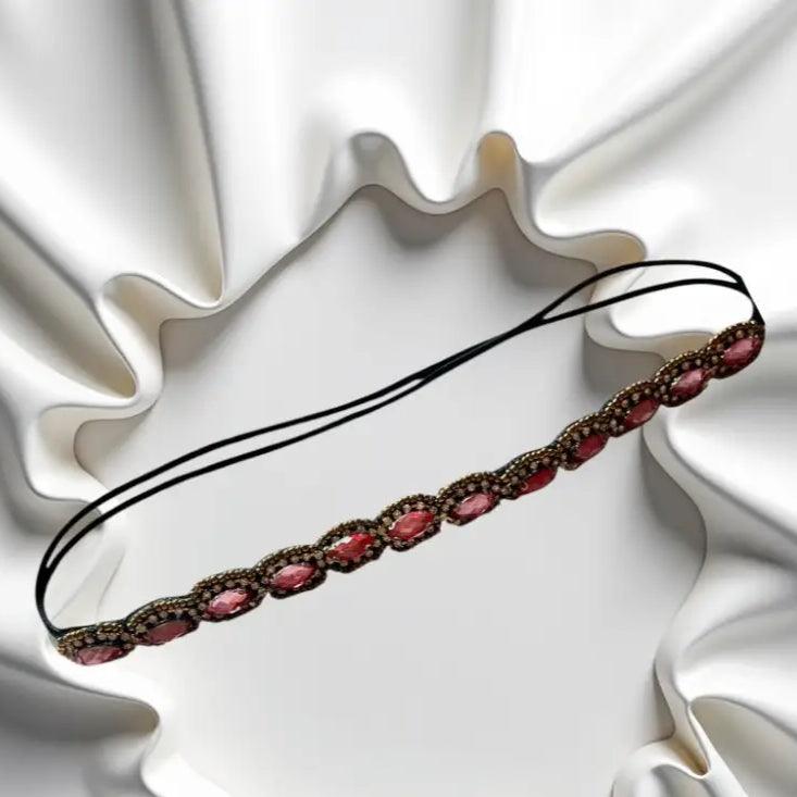 Bandeau Cheveux en Pierres Roses – Headband Élégant pour un Look Tendance - Bandeaux à cheveux