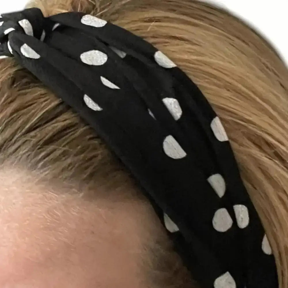 Bandeau Noir à Pois blancs .Bandeau cheveux