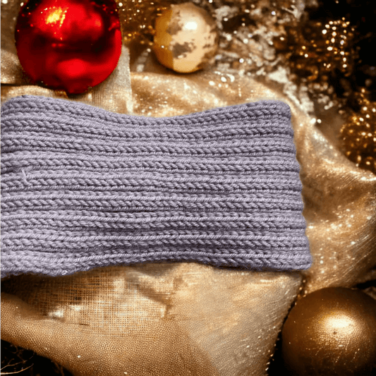 Bandeau cheveux tricotee violet fait main