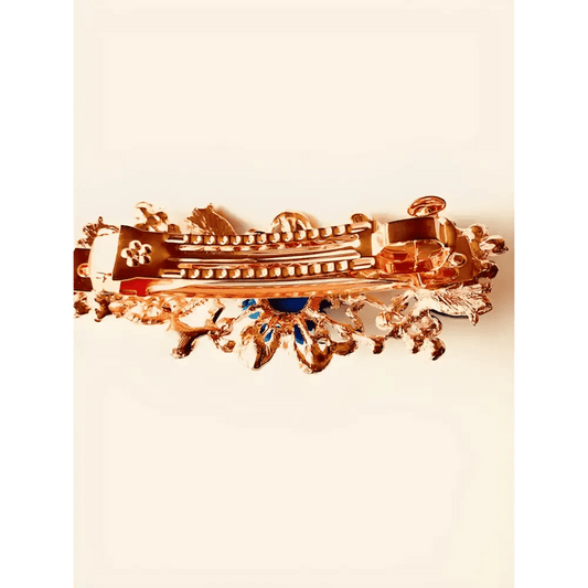 Barrette à cheveux lotus rouge et strass