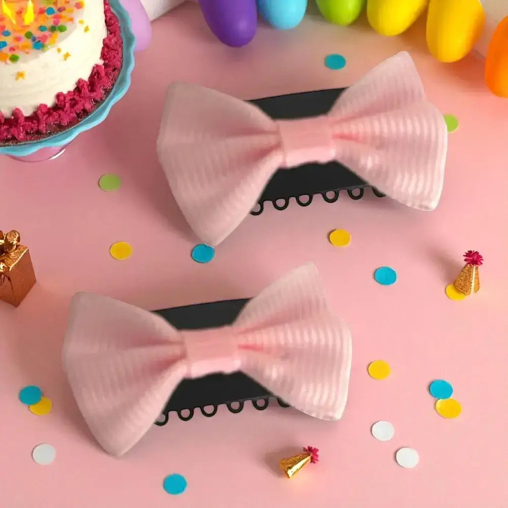 Accessoire cheveux fille chic, barrette nœud rose pâle