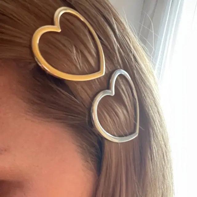 barrettes coeur argenté et doré