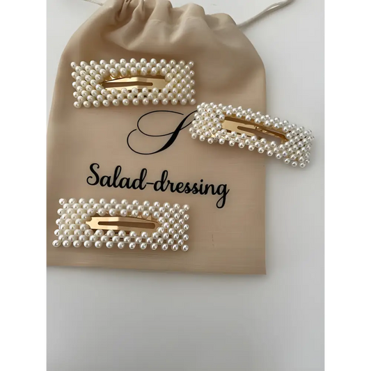 Barrettes ornées de perles blanches KORAYA Barrettes et pinces à cheveux salad-dressing