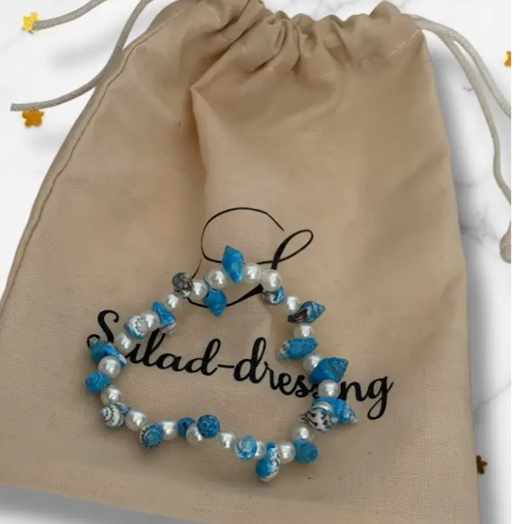 Bracelet Coquillage Bleu Turquoise avec Élastique - Élégant et Bohème