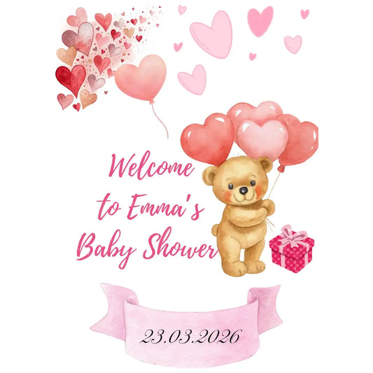 Personalized baby shower gifts printable poster with name and date decoration