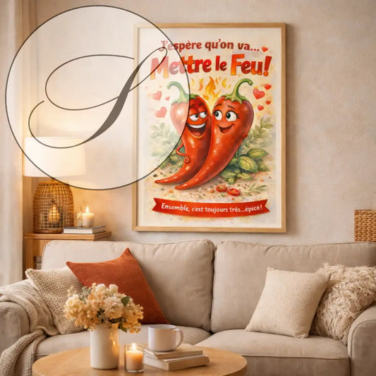 Affiche Saint Valentin cuisine décorative, déco murale cuisine romantique