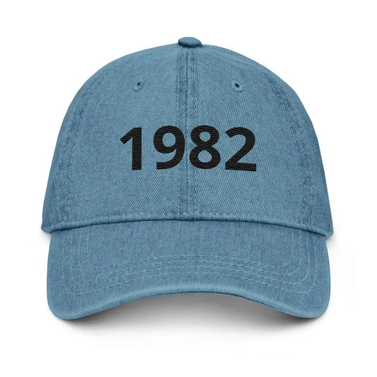 Casquette en Jean Teinté – Brodée ’1982’’ | Style Streetwear - Bleu - casquette