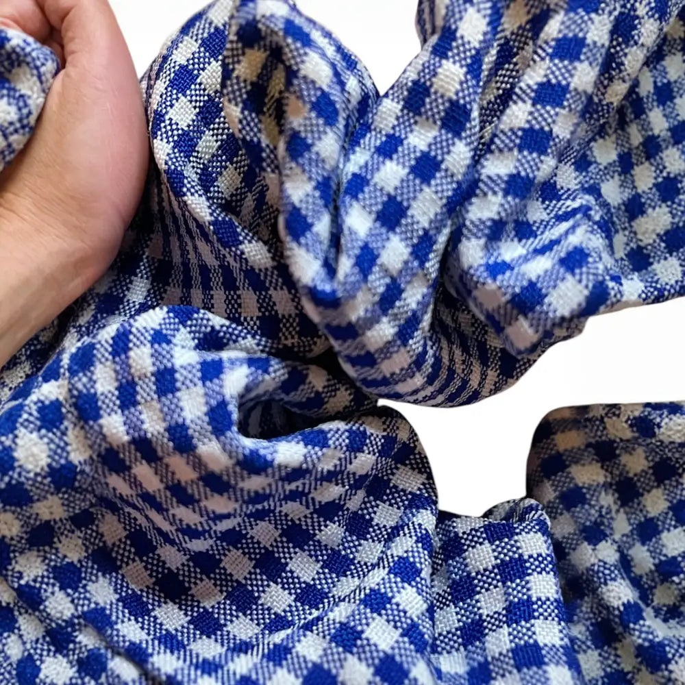 Chouchou à carreau, blanc et bleu