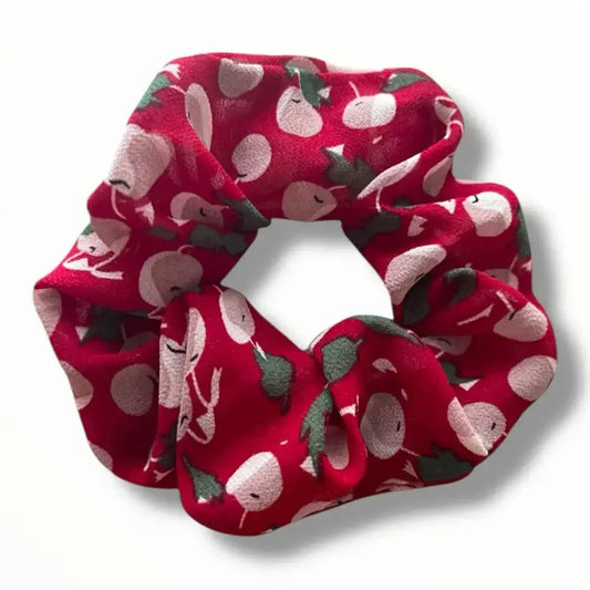 Chouchou cheveux en gaze floral rouge, élégant et confortable