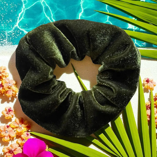 Chouchou cheveux vert en velours