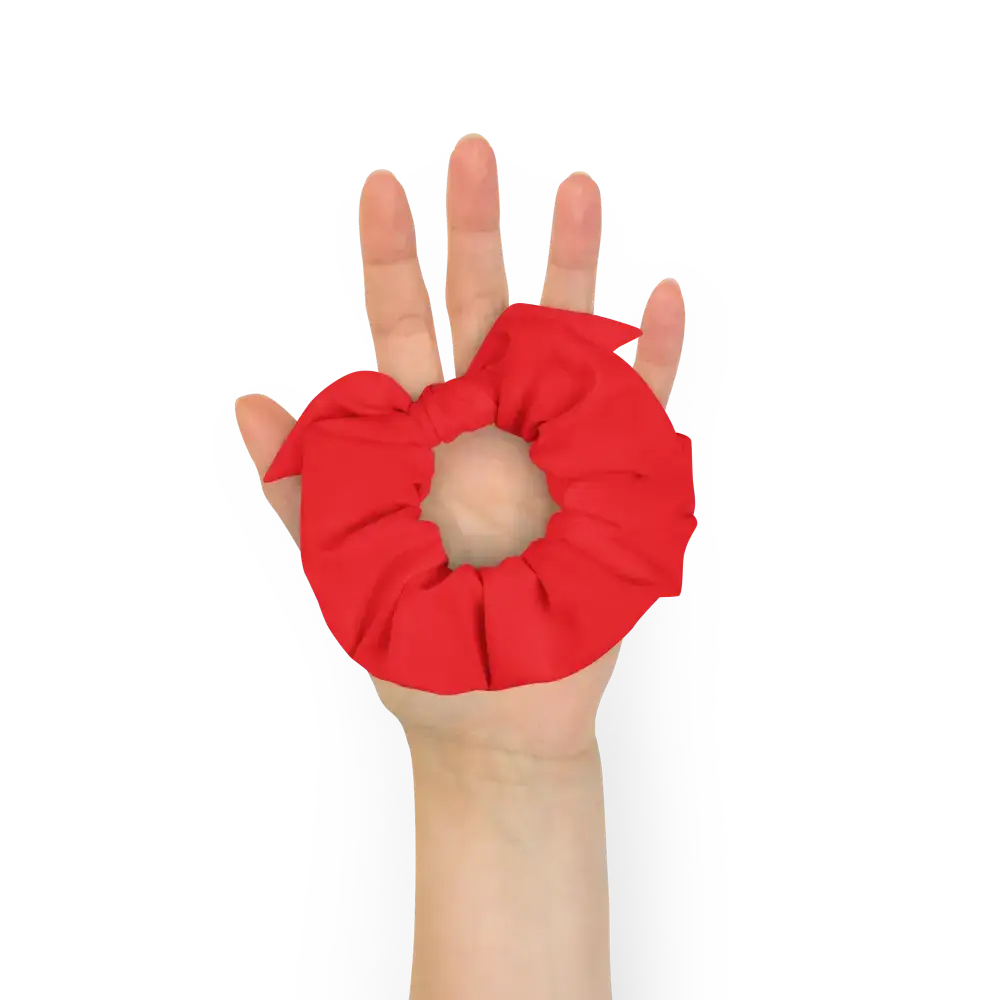 Chouchou rouge éco-responsable, conçu pour cheveux épais et ponytails bien maintenus.