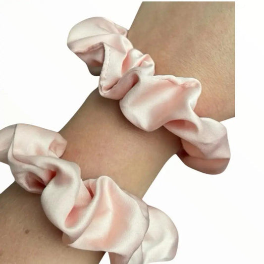 Chouchou satin couleur abricot