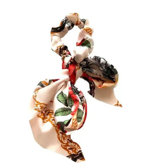 Chouchou Foulard Satin Floral – Accessoire Élégant pour Cheveux - Chouchous et élastiques