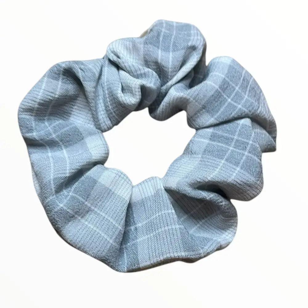 Chouchou Gris en Gaze de Coton à Carreaux Blanc – Accessoire Cheveux pour Fins ou Épais - Chouchous et élastiques
