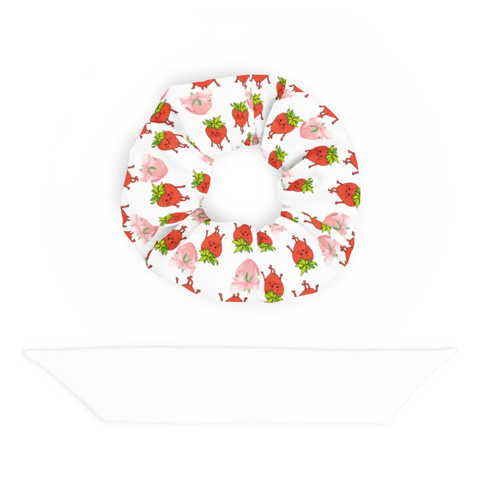 Chouchou Recyclé Design Fraise – Accessoires Cheveux Tendance Éco-Responsable,