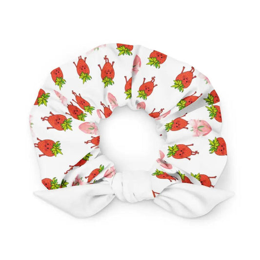 Chouchou Recyclé Design Fraise – Accessoires Cheveux Tendance Éco-Responsable,