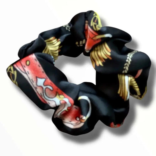 Chouchou Satin Imprimé Chaîne Femme – Élégant Chic et Tendance - Chouchous élastiques