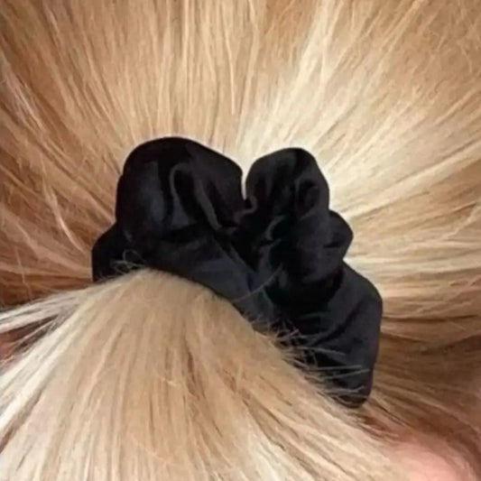 Chouchou Satin Noir – Élastique de Cheveux Doux et Élégant pour Tous Types - Chouchous élastiques