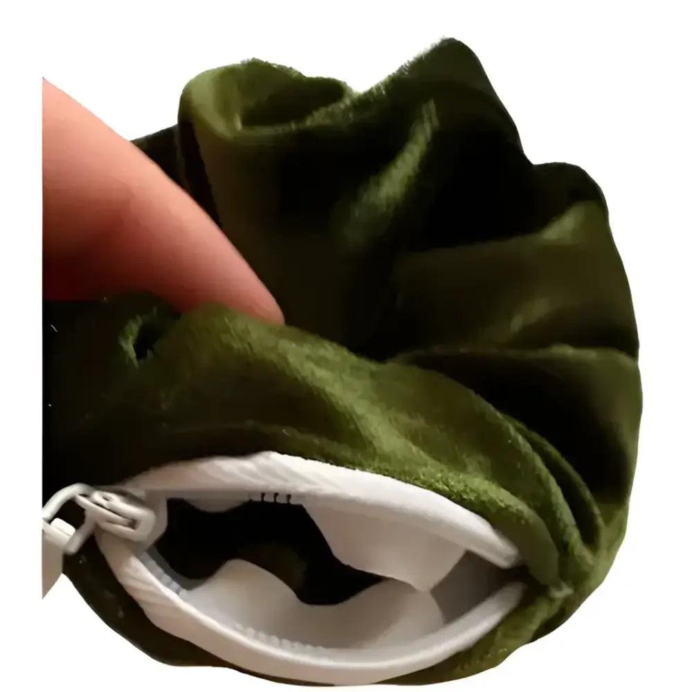 chouchou à poche en velours vert