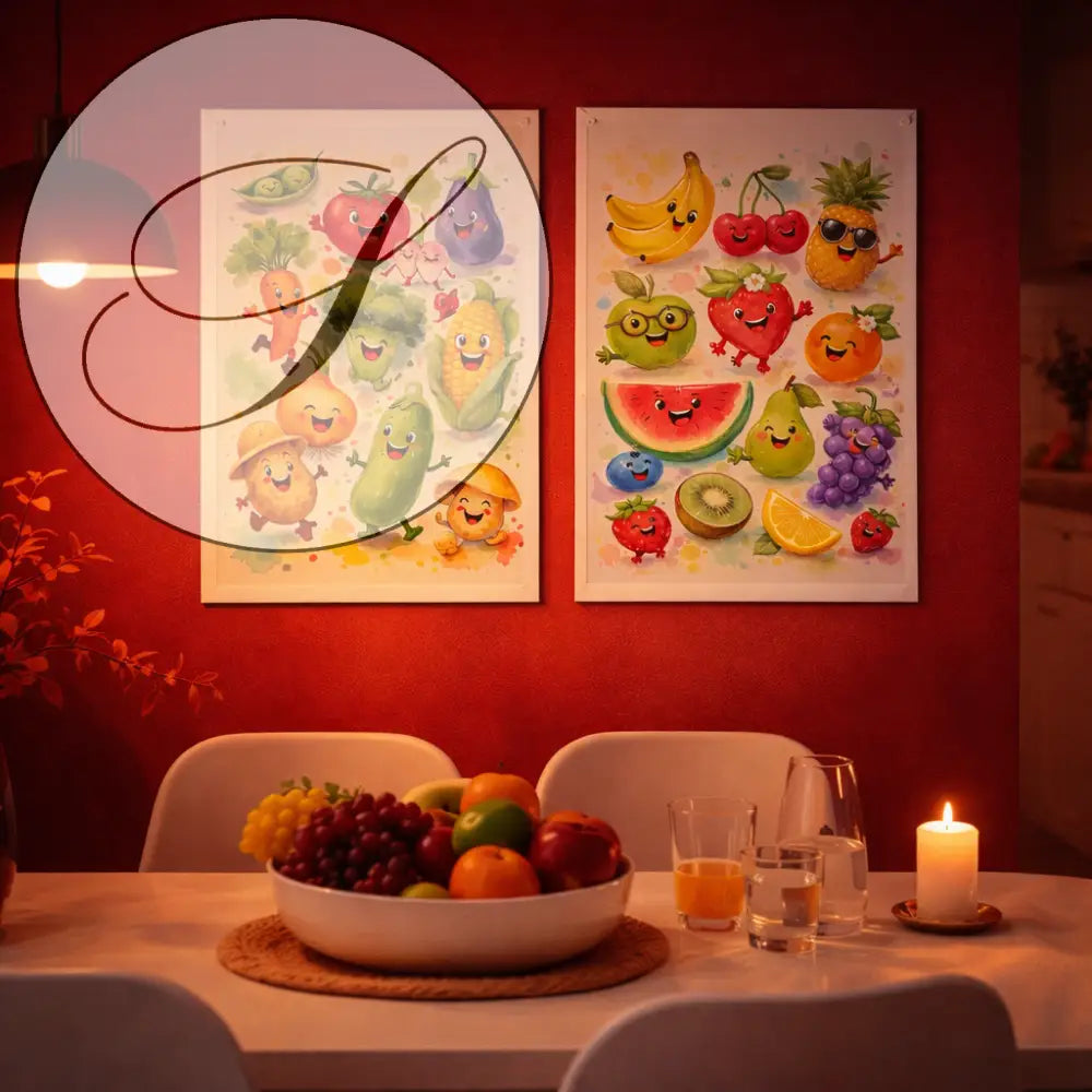 Lot 2 affiches fruits et légumes aquarelle colorées pour décoration murale de cuisine atelier salad dressing paris