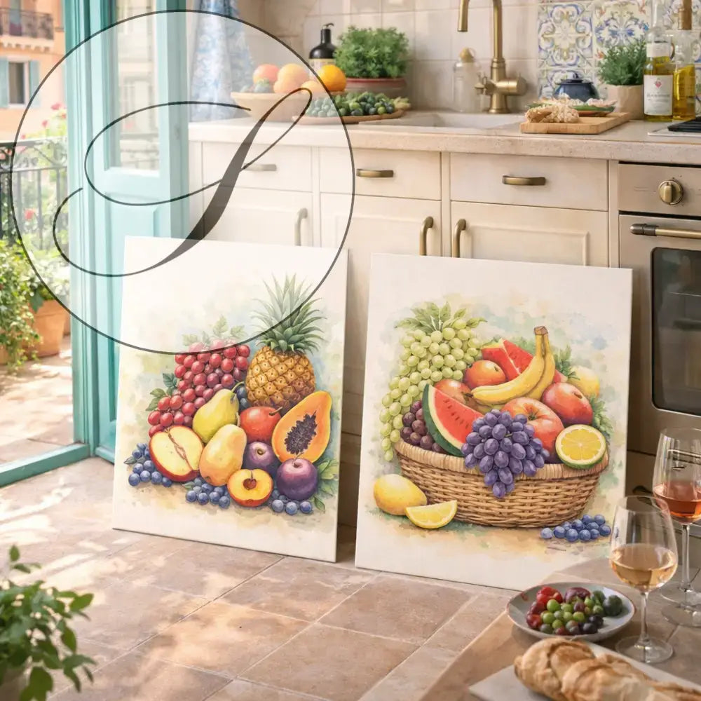 Décoration murale cuisine fruits moderne, affiche cuisine Atelier Salad-Dressing Paris