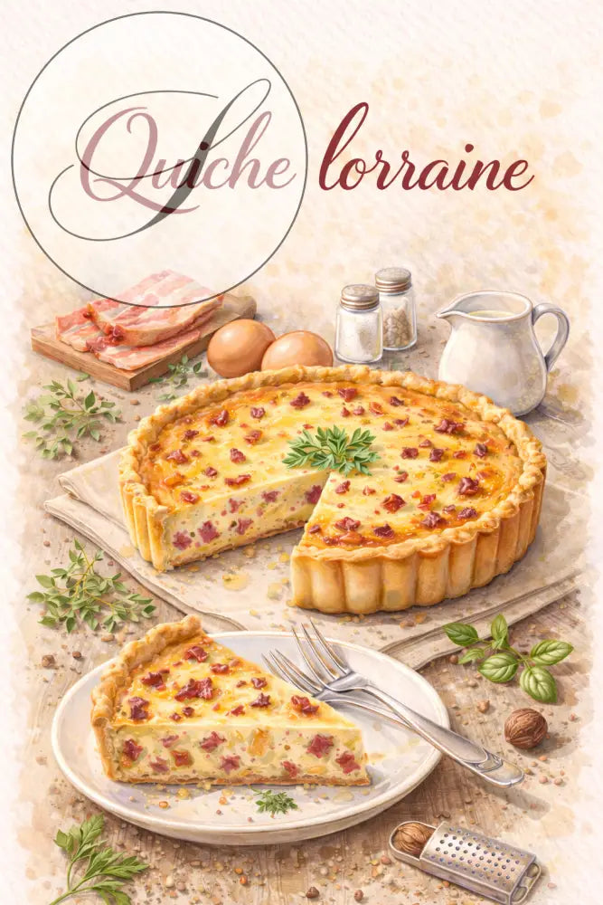 Poster minimaliste Quiche Lorraine pour decoration murale cuisine