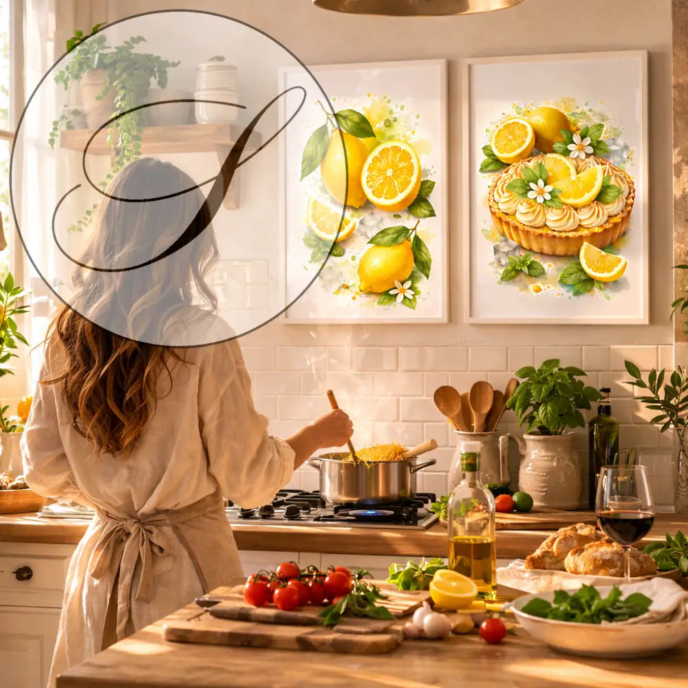 lot affiche cuisine à imprimer citron et tarte au citron déco murale gourmande