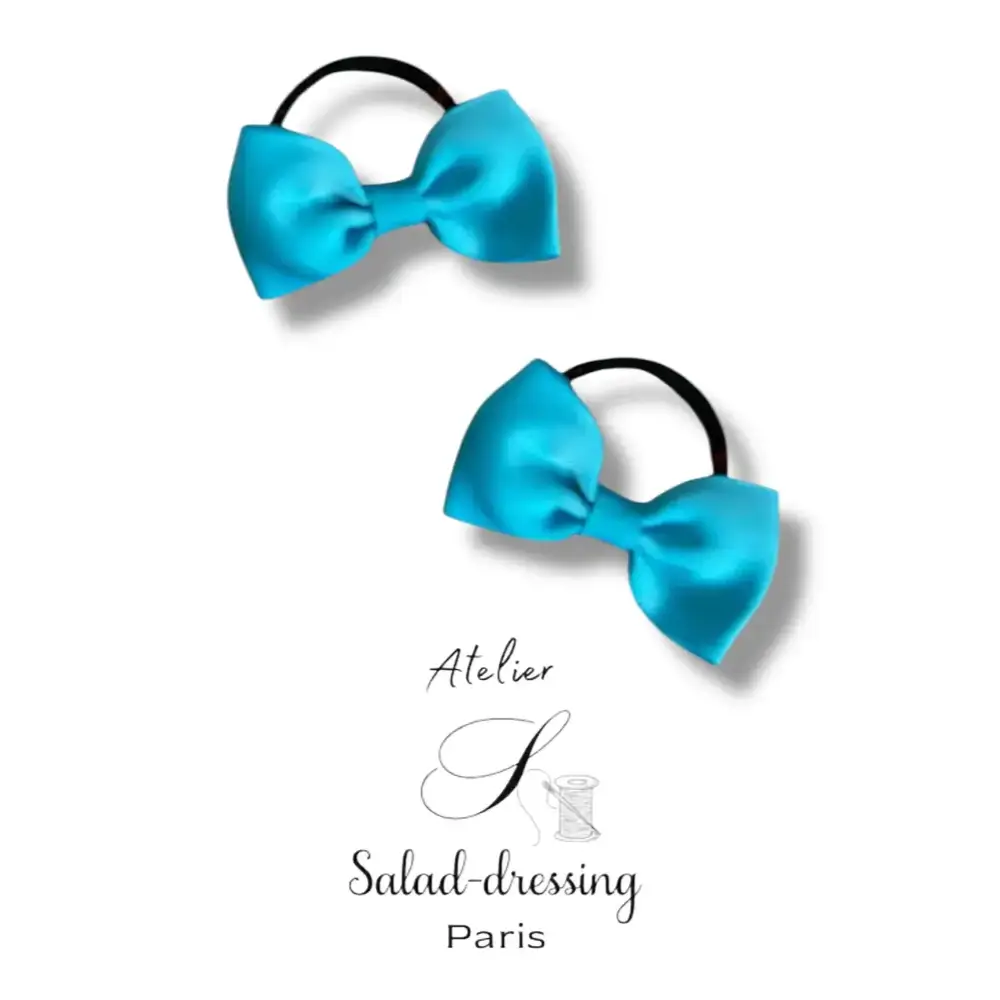 Élastique cheveux enfant avec nœud papillon bleu -Accessoire doux et solide - Chouchous enfants