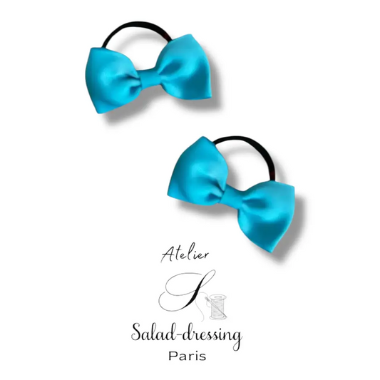 Élastique cheveux enfant avec nœud papillon bleu -Accessoire doux et solide - Chouchous enfants