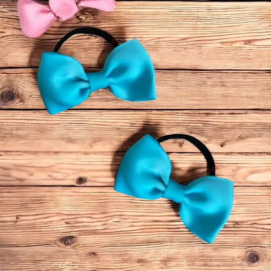 Élastique cheveux enfant avec nœud papillon bleu, accessoire mignon fille