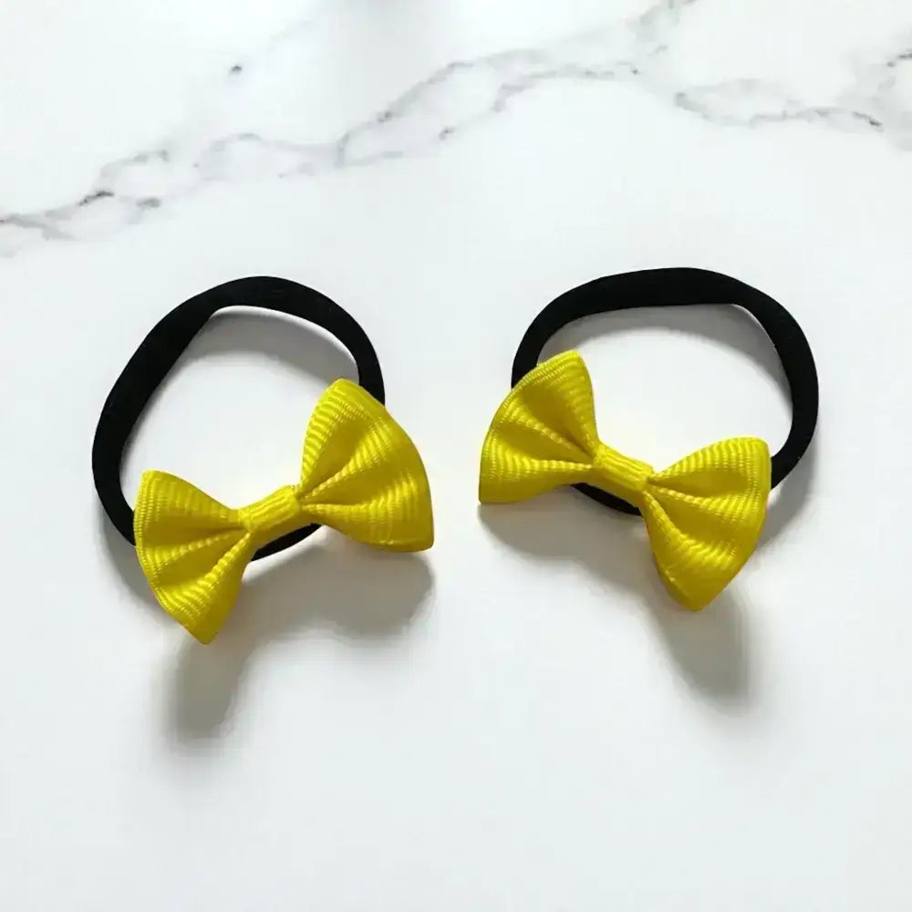 Lot d’élastiques cheveux enfant nœud papillon jaune