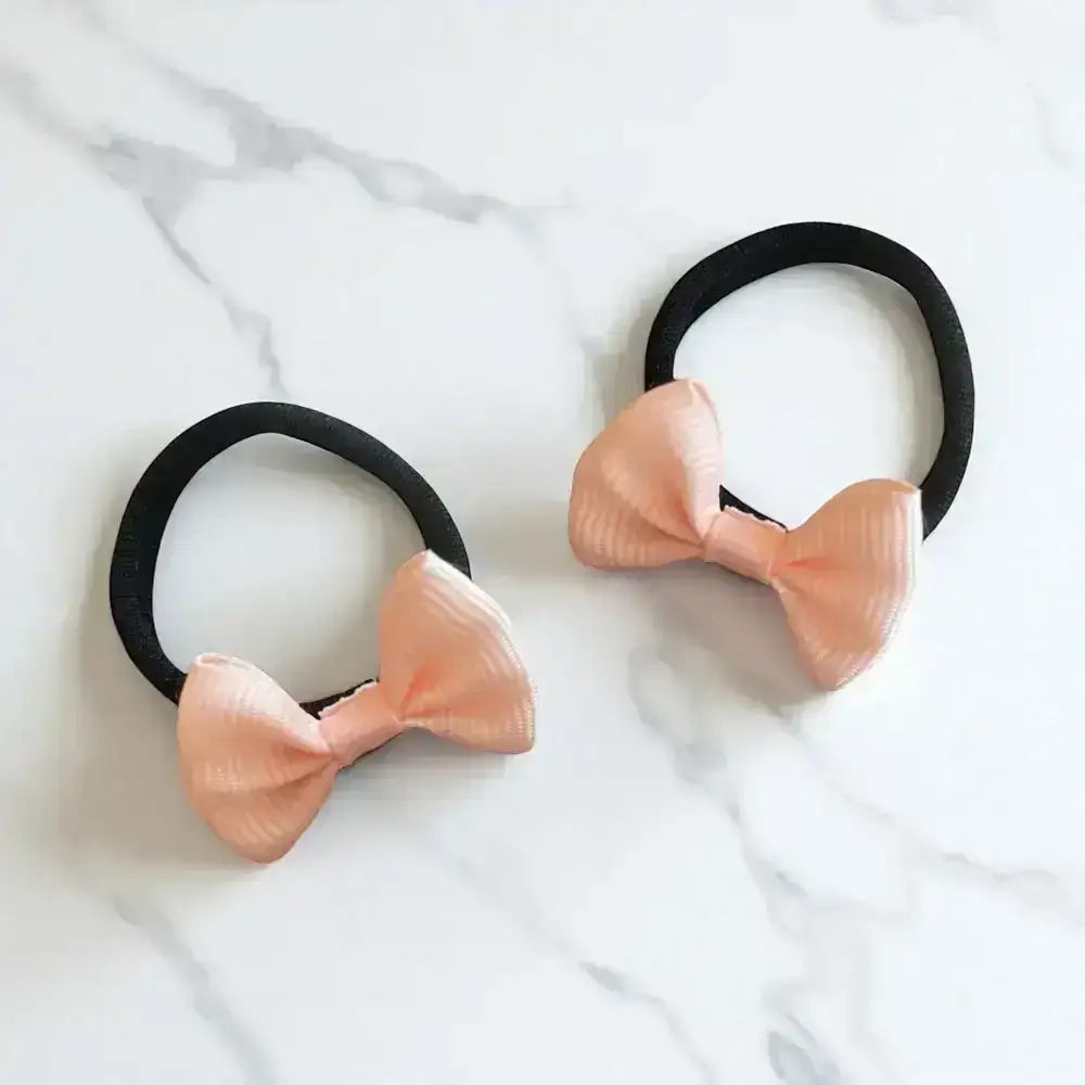 Élastiques cheveux noeud papillon rose abricot